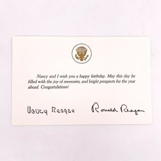 Birthday Card By Ronald Reagan And First Lady Nancy W/ Presidential Golden Seal