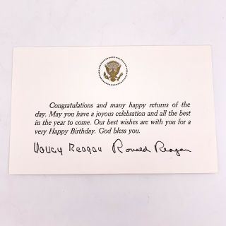 Congratulations Birthday Card By Ronald Reagan W/ Presidential Golden Seal