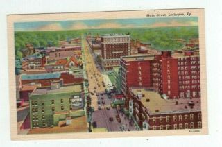 Ky Lexington Kentucky Antique Linen Post Card Main Street View