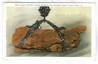 Pc Massive 8 Ton Copper Ore Michigan Copper Country Mine 1921 Houghton Postmark
