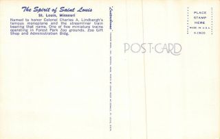 Postcard The Spirit of Saint Louis Miniature Railroad St.  Louis Missouri 122961 2