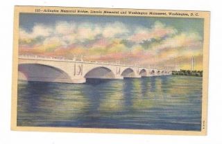 District Of Columbia Linen Post Card Arlington Memorial Bridge