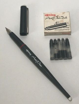 Koh - I - Noor W - Germany Rotring Art Pen Fountain Pen F W/ Art Ink Black Cartridges