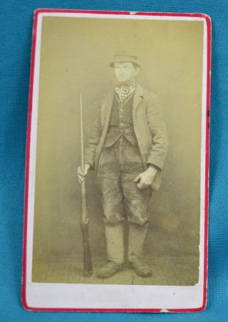 1870/80s Cdv Photo Victorian Named Country Gentleman With Gun Shotgun Bishop