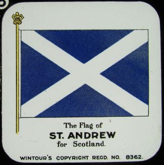 Glass Magic Lantern Slide The Flag Of St Andrew Of Scotland C1900 Drawing
