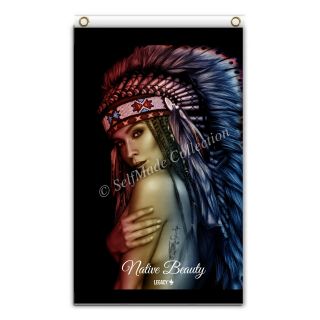 Native Beauty 3x5 Ft Flag Banner Warrior Family Collectible Item Quality