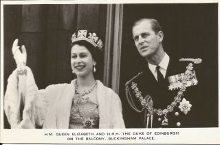 105.  Real Photo Postcard Of H.  M.  Queen Elizabeth & H.  R.  H.  The Duke Of Edinburgh