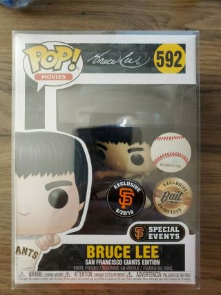 Funko Pop Movies.  Bruce Lee.  San Francisco Giants.  6/28.  With Pop Protector
