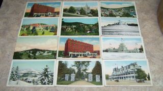 12 Vintage Postcards Saranac Lake York Hotel Will Rogers Sanitarium Main St
