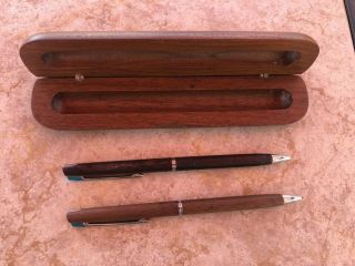 Two Pack Vintage Hallmark Twist Mechanical Pencil With Wooden Case