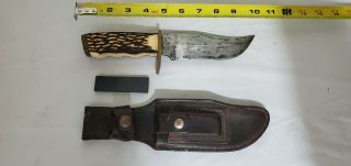 Schrade Uncle Henry Usa 171uh 10 " Bowie Stag Knife W Sheath Sharpening Ston