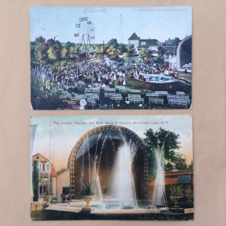 1907 & 1909 Two (2) Postcards Of Amusement Park At Celeron,  Chautauqua Lake,  Ny