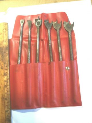 Vintage Rare Set 6 Speial Wood Boring Drill Bits Spade Type 3/8 " To 1 "