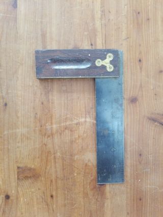 Vintage Stanley No 20 6 " Brass And Wood Handle Try Square Made In Usa