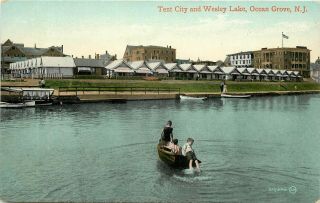 C1910 Postcard Tent City & Wesley Lake,  Ocean Grove Nj Monmouth Co.  Unposted