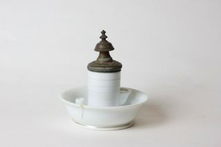 Antique French Porcelain Inkwell With Mechanical Weight,  France