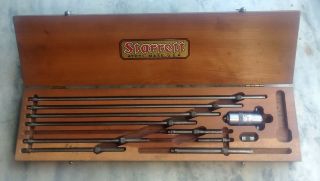 Vintage L.  S.  Starrett Inside Micrometer Set In Orig.  Wooden Box,  124 - B Tools