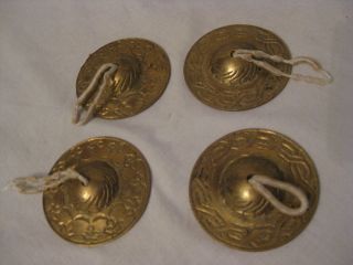 vintage ornate brass castanets metal belly dancer instrument 2 pair castanet set 2