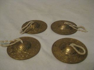 vintage ornate brass castanets metal belly dancer instrument 2 pair castanet set 3