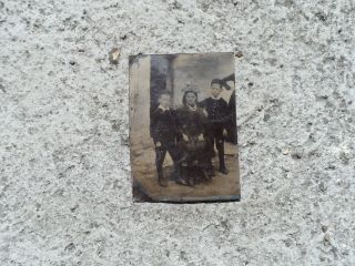 Old Antique Tin Type Photograph Irish Connection Family Photo - Victorian 19th C