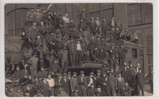 Rppc - Locomotive Engine Factory Workers - Early 1900s - Neat Photo