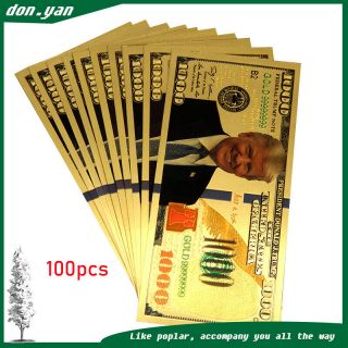 100pcs $1000 Dollar Bill Gold Foil Banknote President Donald Trump Colorized