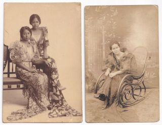 Vintage Philippines Young Filipina Ladies On Chair 2 Rppc 1
