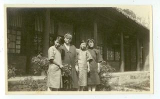 C1930s China Chinese School Girls With Missionary Photo - Likely Near Peking