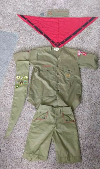 Vintage Boy Scout Outfit 1970s Shirt Hat Shorts Sash Neckerchief Bsa