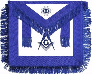 Masonic Blue Lodge Hand Embroidered Master Mason Leather Apron With Fringe