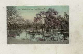 C.  1920 Duck Island,  Garfield Park,  Chicago,  Illinois Postcard