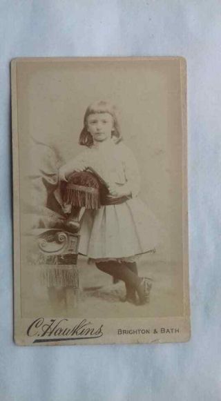 Antique Cabinet Card,  Real Photo,  A Girl,  1880s,  Brighton,  Milsom Street