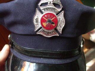 Vintage Fire Mans Dress Hat With Badge Athol Mass Fire Dept No Issues