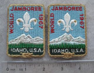 Boy Scout 1967 World Jamboree Idaho 2 Official Pocket Patches Different Backs