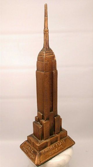 Vintage Souvenir Metal Copper Empire State Building 10.  5 " York City 1950s