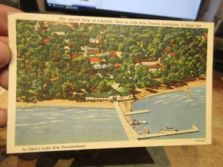 Vintage Old Postcard Ohio Lake Erie Lakeside Bathhouse Auditorium Dock Pier Boat