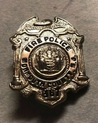 Antique Obsolete Monmouth County Nj Fire Police Badge