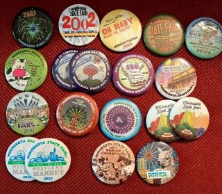 21 Minnesota State Fair Pins Buttons Vintage 1999 - 2016 Annual Collector