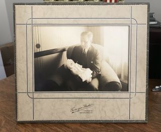 Touching Art Deco Post Mortem Photograph— Dad Cradles Deceased Child