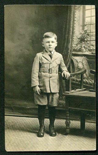 Rppc Cute Young Edwardian Boy W Knickers Antique Real Photo Postcard C 1910