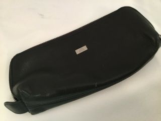 Tony Perotti Italy Leather Black Pen Zippered Pencil Case Holder