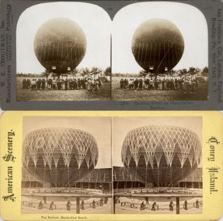 20 Stereoviews Very Early Balloons Ballons 1870 - 1910