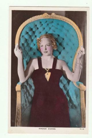 Vintage Tinted Real Photo Movie Star Postcard Madge Evans