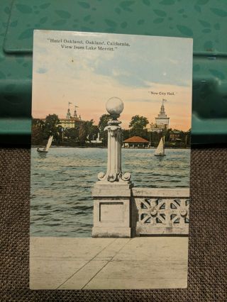 Vintage Postcard,  Hotel Oakland,  California,  View From Lake Merritt,  Xitt.