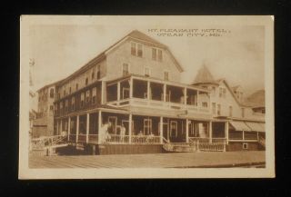 1920s? Mt.  Pleasant Hotel Boardwalk Ocean City Md Worcester Co Postcard Maryland