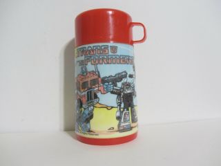 Vintage 1984 Transformers Thermos With Cup Lid And Spout