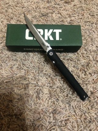 Crkt Ceo Liner Lock Knife Black Grn - Satin Blade