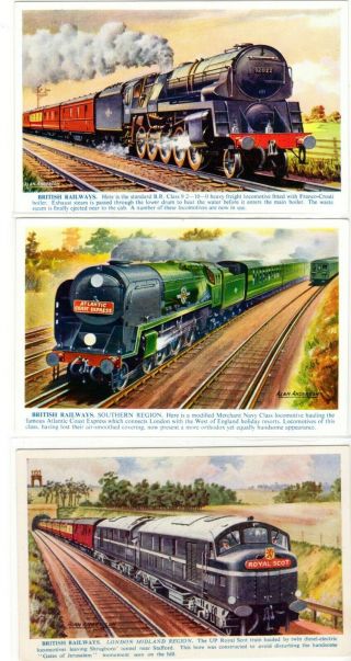 British Railways Trains Postcards Set Of 9 Colorful Vintage Alan Anderson Art