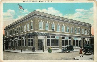 1925 Jersey Postcard: Antique Cars Park By Post Office,  Passaic,  Nj