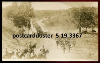 3367 - Us Military 1910s Guadalupe River Texas.  Soldiers Horses.  Real Photo Pc